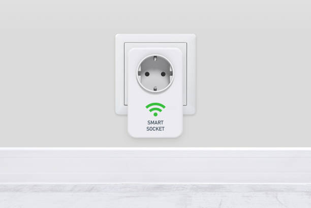 Electrical smart socket, energy efficiency stock photo