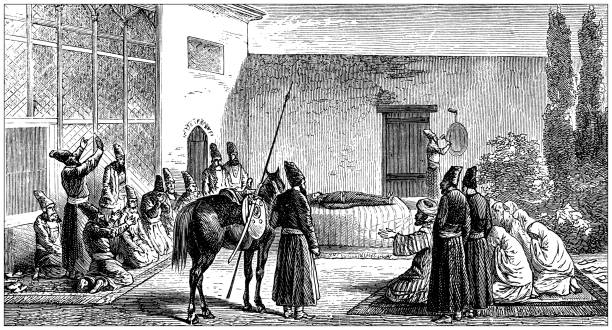 Antique illustration, ethnography and indigenous cultures: Middle east and Caucasus, Persian funeral Antique illustration, ethnography and indigenous cultures: Middle east and Caucasus, Persian funeral ancient history stock illustrations