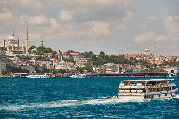 istock Bosphorus strait and Galata bridge. Soliman mosque in Istanbul. Turkey 1419321634
