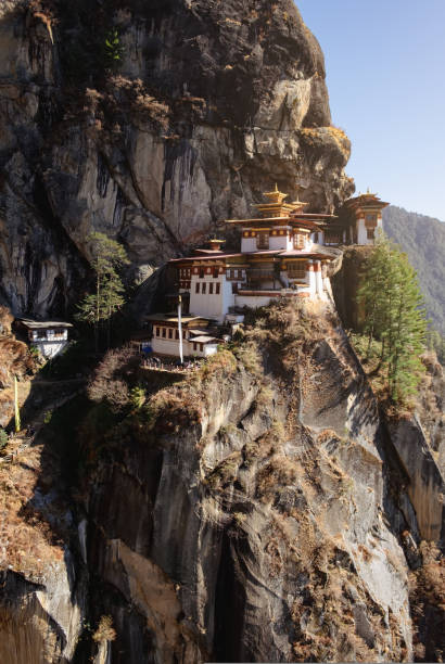 view of the Tiger's Nest temple in Paro, Bhutan view of the Tiger's Nest temple in Paro, Bhutan. High quality photo bhutanese culture photos stock pictures, royalty-free photos & images