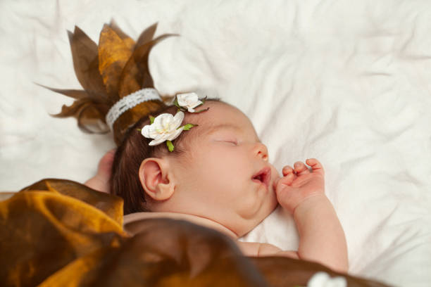 Sleeping newborn. Cute small baby closeup