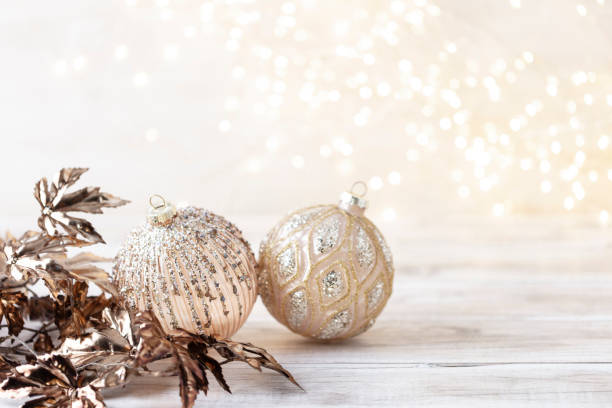 istock Golden christmas balls with bokeh. 1419323526