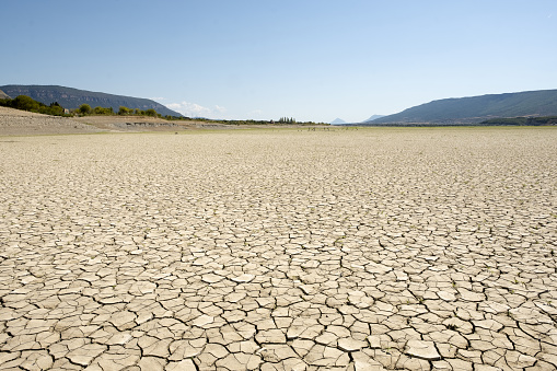 Drought in the cracked earth, climate change concept.