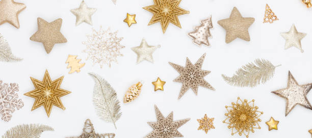 istock Christmas flatlay decor background on the white wooden table. 1419324063