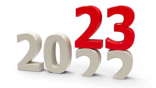 Numbers 2022-2023 New year 2022-2023 change represents the new year 2023, three-dimensional rendering, 3D illustration 2023 2022 stock pictures, royalty-free photos & images