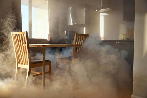 istock Baking accident at the kitchen. Smoke in the room 1419329661