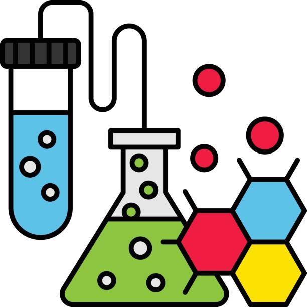 illustrazioni stock, clip art, cartoni animati e icone di tendenza di biomolecole in forma di catena aperta concetto, cellule microbiologiche disegno dell'icona del colore del vettore molecolare, simbolo della biochimica, biotecnologia e segno biochimico, illustrazione stock di scienza e ingegneria - biomolecule