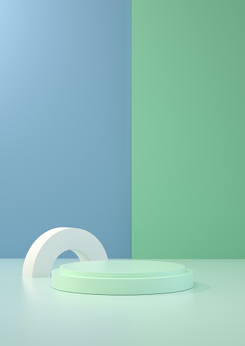 Light green product display platform rendered in 3D