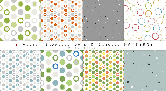 Various Dots & Circles Seamless Patterns Collection. Endless Texture for Wallpaper, Fabric Print, Webpage Background, Wrapping Paper Print