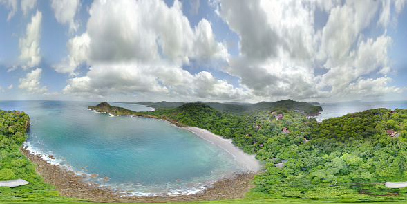 360 vr view of laguna in pacific ocean in Nicaragua aerial drone view