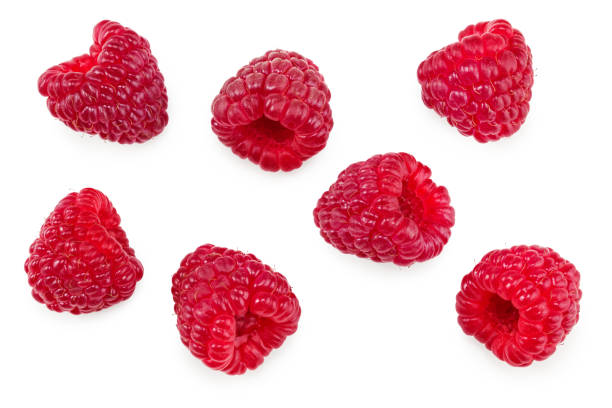 istock ripe raspberries isolated on white background. clipping path. top view 1419347674