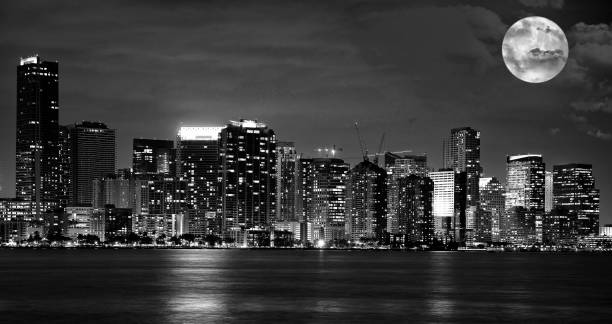 istock Miami Skyline in the Moonlight. 1419348573