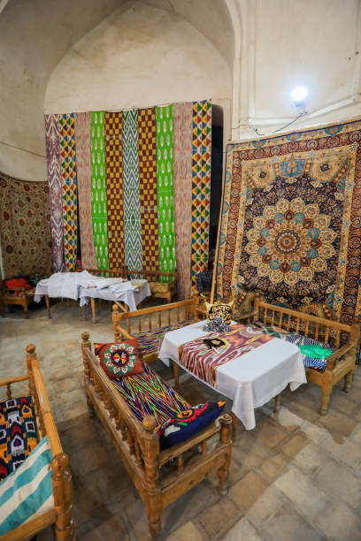 istock Traditional Oriental hand-woven Carpets with Geometric Patterns in Bukhara 1419353108