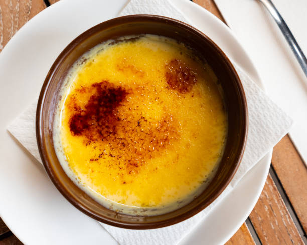 istock Custard dessert Catalan cream from milk and eggs with sugar crust 1419353153
