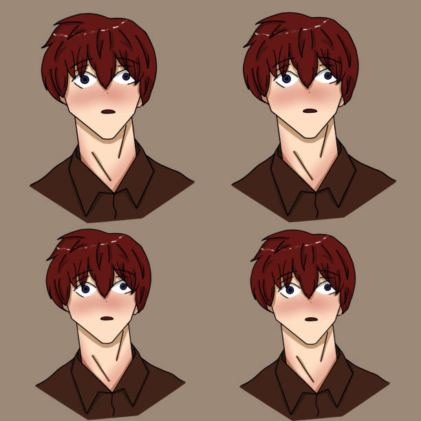 istock Anime people with their busts drawn in anime style illustration 1419356484