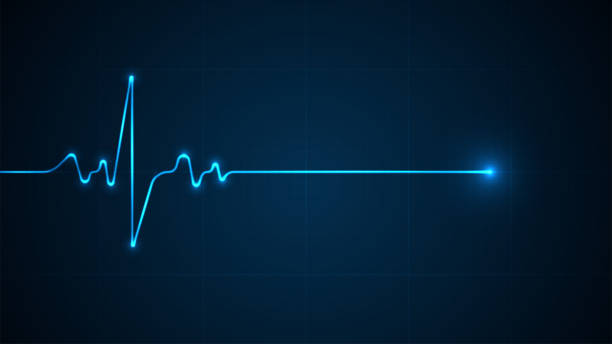 awaryjne monitorowanie ekg. niebieski świecący neonowy puls serca. bicie serca. elektrokardiogram - heartbeat stock illustrations