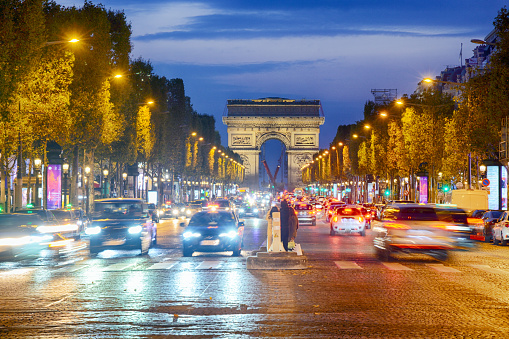 Arc de Triomphe at Champs Elysees in Paris, France