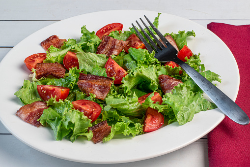 tomato and lettuce top with  smoke bacon