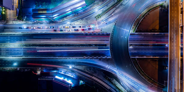 istock Expressway top view, Road traffic an important infrastructure,car traffic transportation above intersection road 1419360558