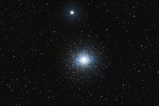 Messier 5 or M5 (also designated NGC 5904) is a globular cluster in the constellation Serpens. 
Telescope 132 mm
DSLR Camera
Exposure 180 seconds
31 shots combined into a picture