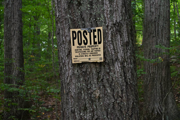 istock No trespassing sign in forest, close-up 1419368855