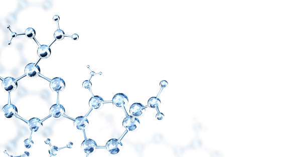 istock Horizontal banner with model of abstract molecular structure. Glass atom model 1419370145