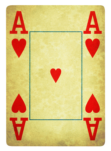 Ace Of Hearts Vintage playing card - Isolated (clipping path included)