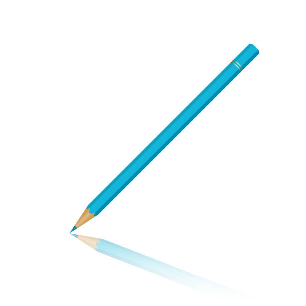 istock Realistic wooden light blue pencil for school and preschool Art equipment 1419373773