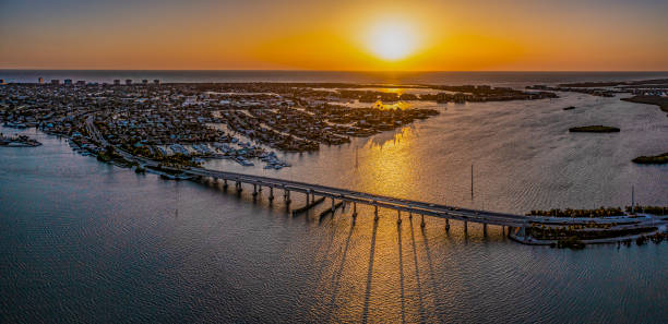 Marco Island Sunset, Florida Aerial Photo marco island stock pictures, royalty-free photos & images