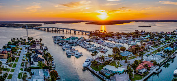 Marco Island Sunrise,Florida Aerial Photo marco island stock pictures, royalty-free photos & images