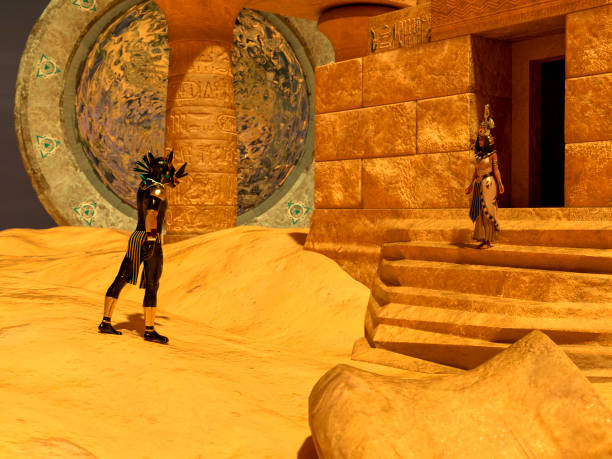 istock An ancient Egyptian woman watching an alien god from space gate 1419374300