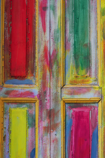 istock Multi-colored painted wooden door. 1419376120
