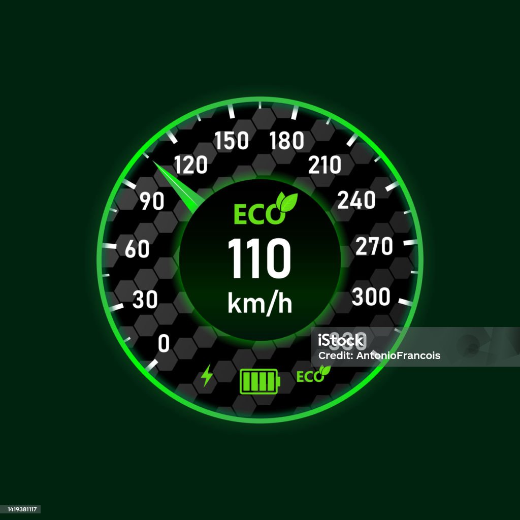 Fast Speedometer Ev Electric Car Speedometer With Illumination Stock Illustration ...