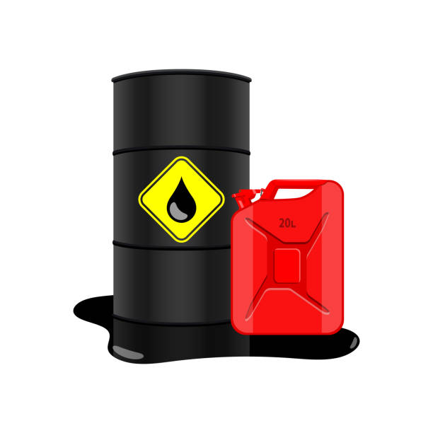 istock Barrel icon and Gasoline fuel canister 1419381673