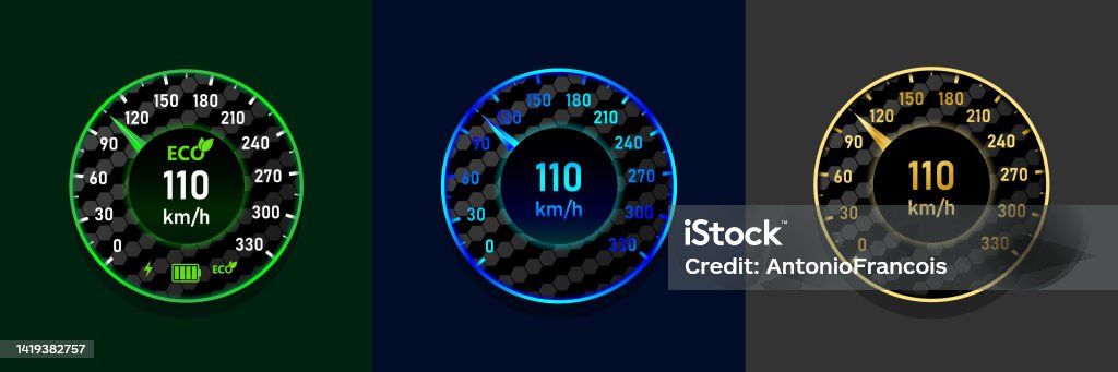 Fast Speedometer Ev Set Electric Car Speedometer With Illumination Stock Illustration ...