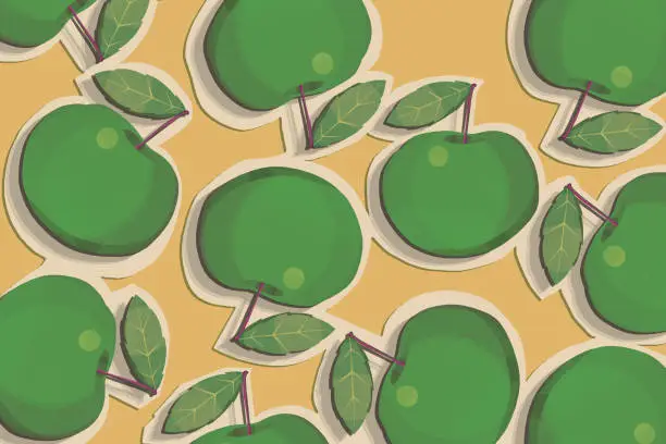 Vector illustration of Green  Apples