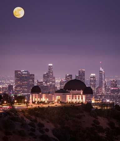 Griffith Observatory on a full moon