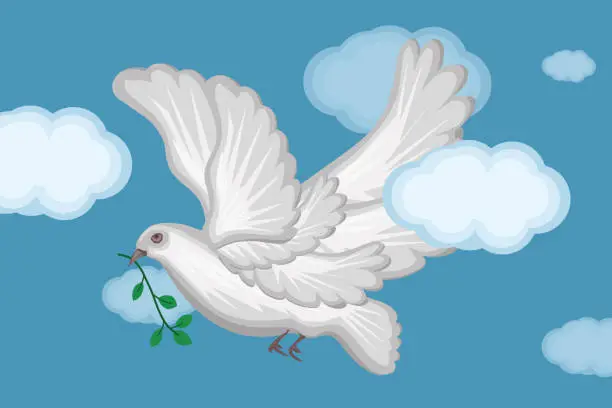 Vector illustration of Peace pigeon bringing peace and love