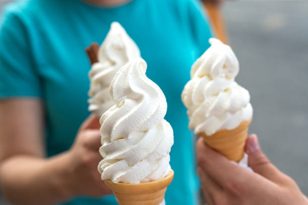 istock Soft vanilla ice cream with chocolate stick 1419396616