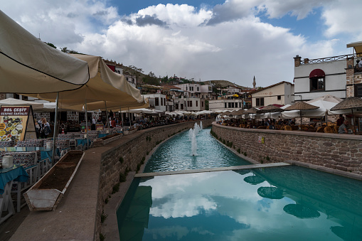 Konya Turkey, May 14, 2022: Sille village view in Konya. Sille is old village and it is populer tourist attraction in Konya. Stone Bridge was built in the 20th century during the Ottoman period.