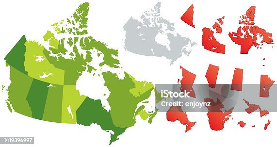 istock Canada provinces and territories map vector illustration 1419396997