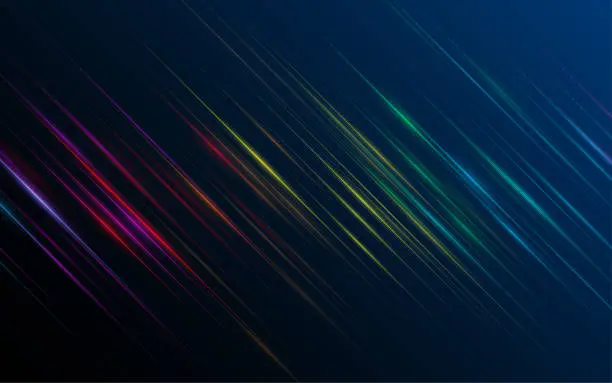 Vector illustration of Abstract rainbow lines on black background