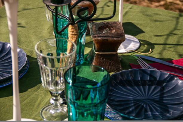 istock a table set in nature at the dacha in spring for lunch or dinner 1419397931