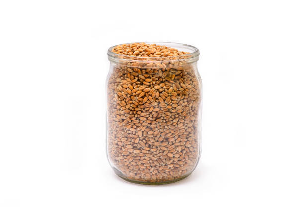 istock Photo wheat grains in a jar isolated on white. 1419398912