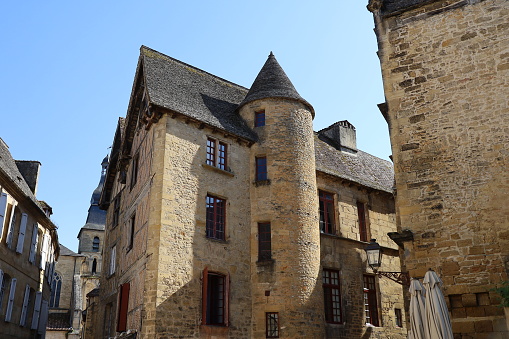 Typical building, exterior view, Sarlat La Caneda town, Dordogne department, France