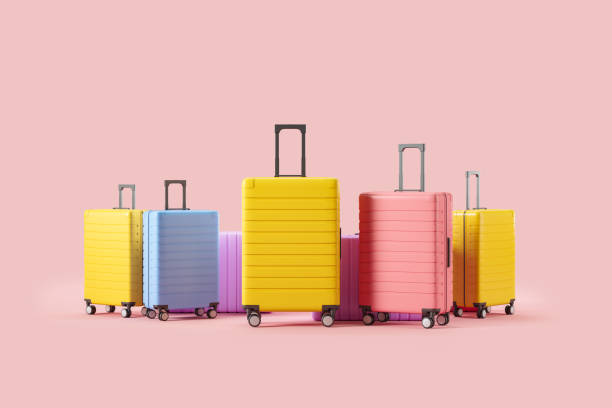 istock Suitcase in row, concept of traveling. Copy space 1419401946