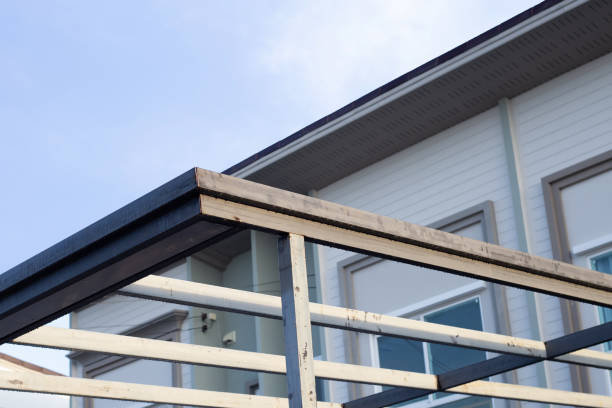 istock Steel roof structure. Build a room addition 1419411698