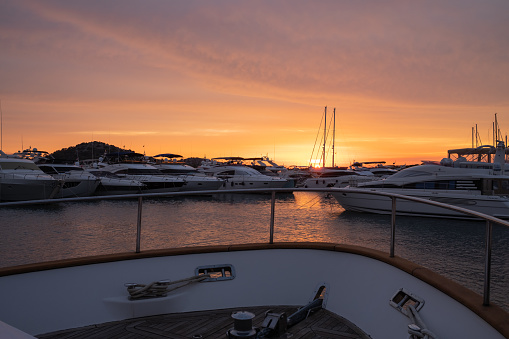 Sunset over marina in Croatia