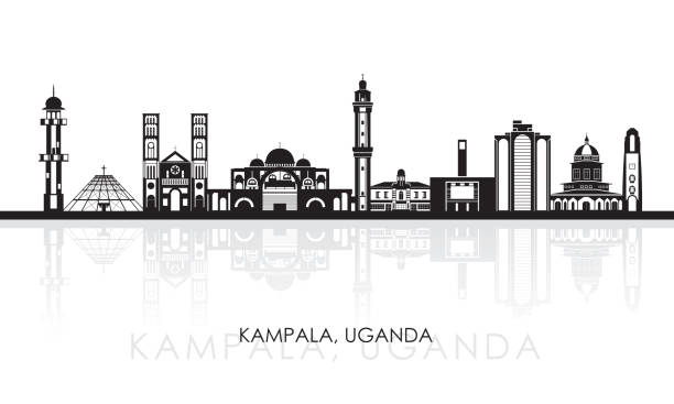 Silhouette Skyline panorama of city of Kampala, Uganda Silhouette Skyline panorama of city of Kampala, Uganda - vector illustration uganda stock illustrations