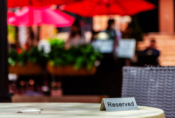 istock Reserved sign on outdoor cafe table - Boston Massachusetts 1419416053